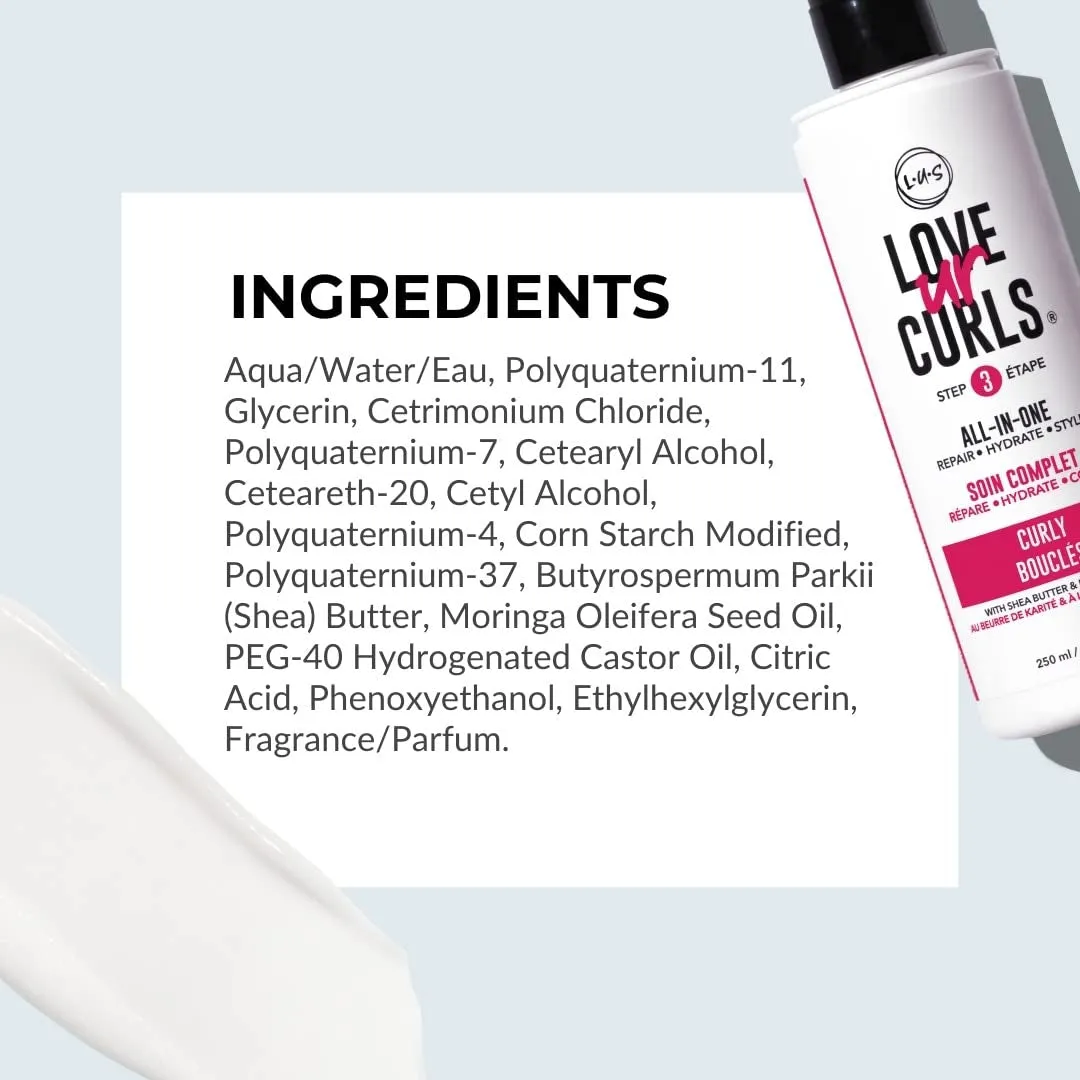 - LUS All in One Curl Cream Styler, anti Frizz Curling Cream for Curly Hair, Repair, Define, Hydrate & Style with Shea Butter, 250Ml