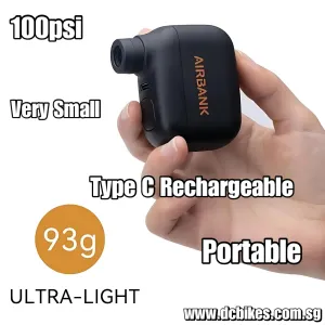 100psi Airbank Super Mini Digital Powerful Presta Schrader Pocket Size Portable Rechargeable Type C Electric Air Pump 93g