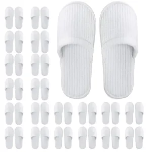 20 Pairs White Disposable Slippers, Closed Toe Soft Coral Fleece SPA Slippers for Women and Men, Comfortable Non-Slip Disposable Slippers for Travel Guests Hotel Home Salon