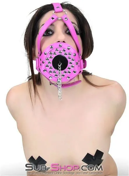 5744RS      Hot For Pink Riveted Plug Gag Trainer
