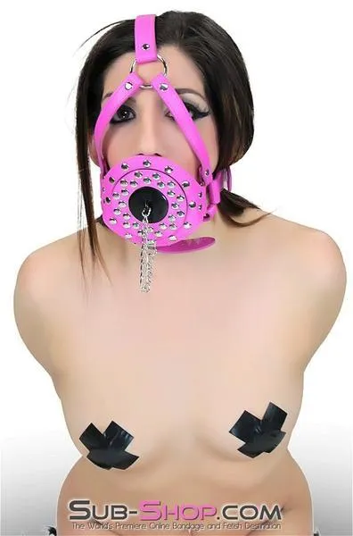 5744RS      Hot For Pink Riveted Plug Gag Trainer