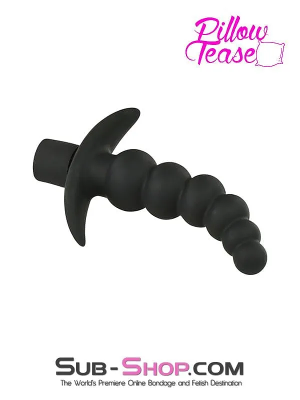 6946M      Black Graduated Beaded Vibrating Butt Plug - LAST CHANCE - Final Closeout!
