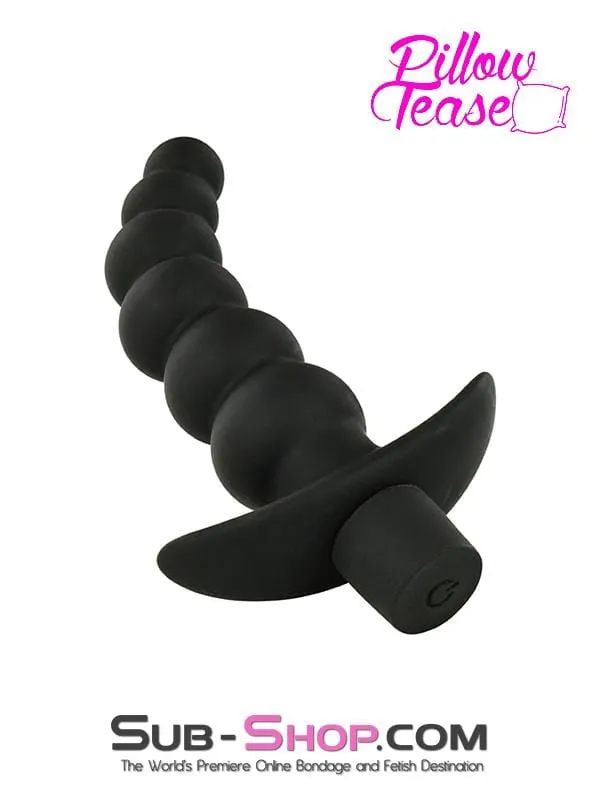 6946M      Black Graduated Beaded Vibrating Butt Plug - LAST CHANCE - Final Closeout!