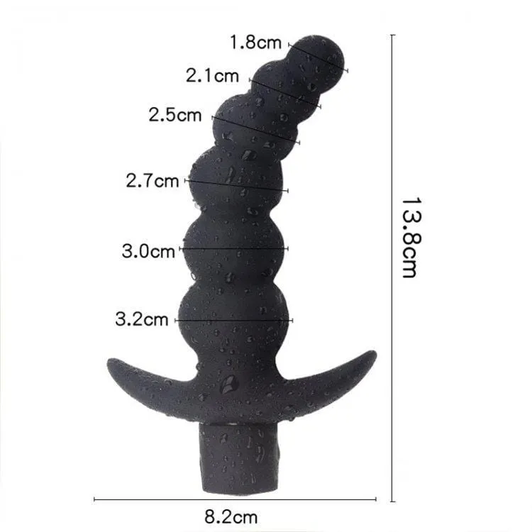 6946M      Black Graduated Beaded Vibrating Butt Plug - LAST CHANCE - Final Closeout!
