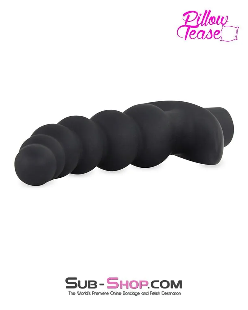 6946M      Black Graduated Beaded Vibrating Butt Plug - LAST CHANCE - Final Closeout!