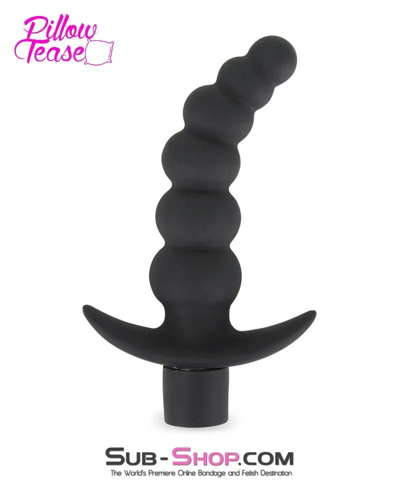 6946M      Black Graduated Beaded Vibrating Butt Plug - LAST CHANCE - Final Closeout!