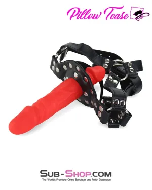 7334DL      Penis Gag Trainer with External Dildo, Red