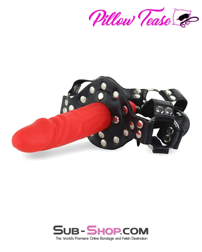 7334DL      Penis Gag Trainer with External Dildo, Red