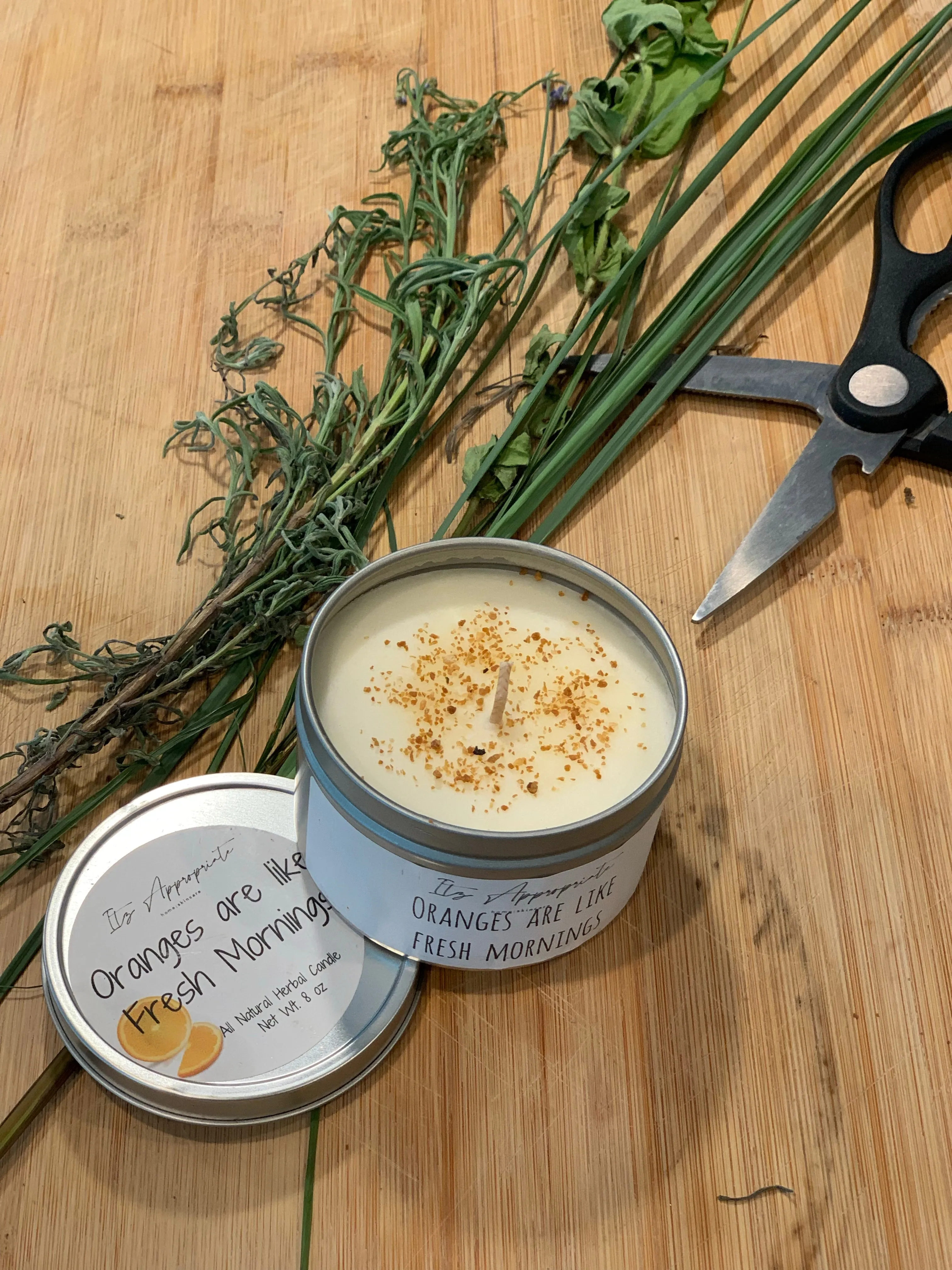 All Natural Herbal Blended Tin Candle w/ Herbs