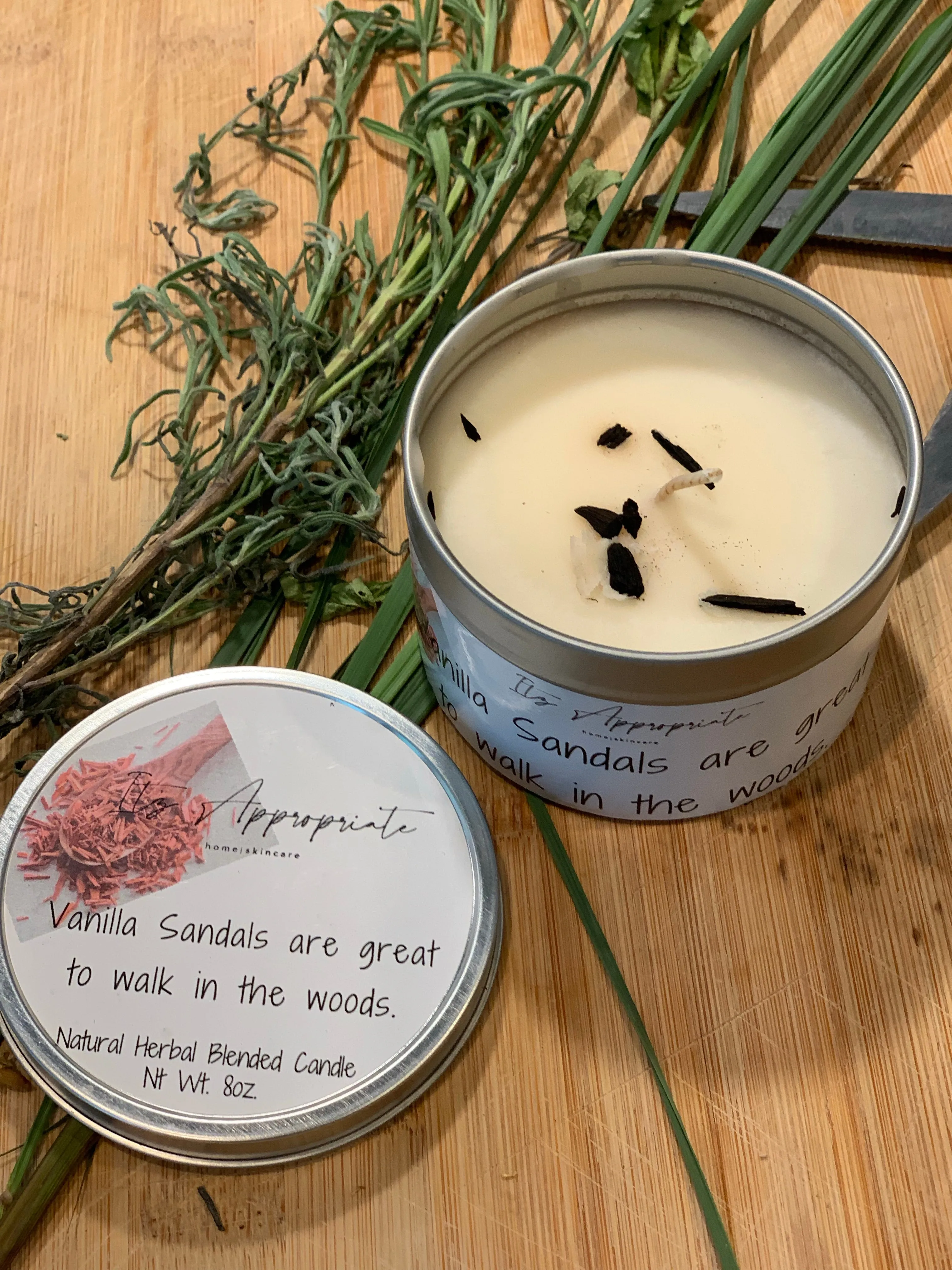 All Natural Herbal Blended Tin Candle w/ Herbs
