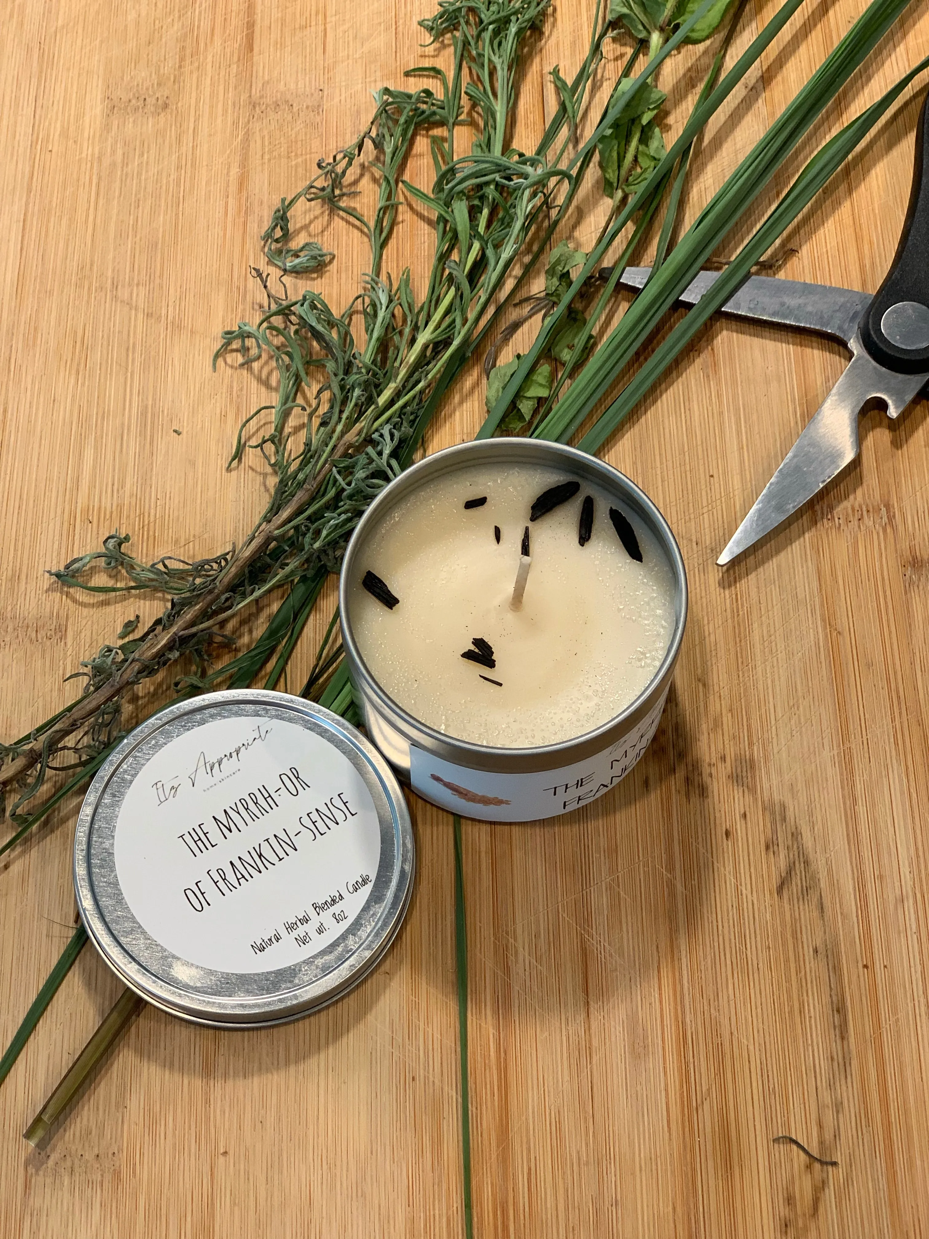 All Natural Herbal Blended Tin Candle w/ Herbs