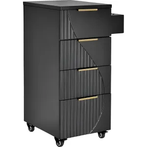 Anais Salon Trolley / 4 Storage Drawers Plus Tool Holder on Wheels for Salon Versability / Black by Deco Salon Furniture