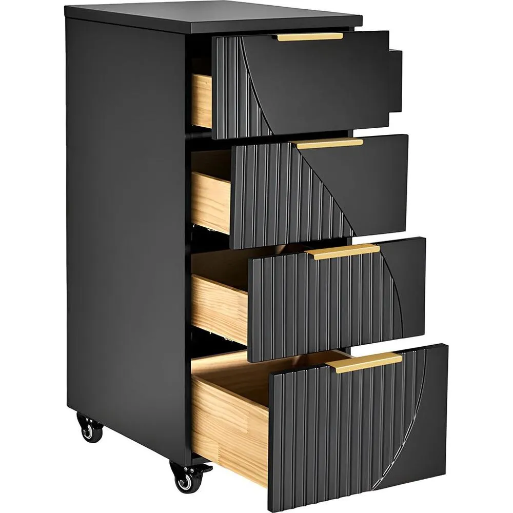 Anais Salon Trolley / 4 Storage Drawers Plus Tool Holder on Wheels for Salon Versability / White by Deco Salon Furniture