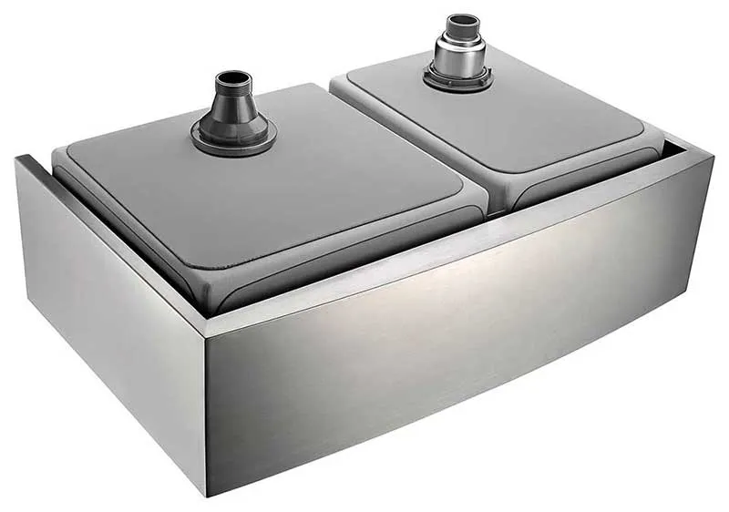 Anzzi ELYSIAN Series 33 in. Farm House 40/60 Dual Basin Handmade Stainless Steel Kitchen Sink