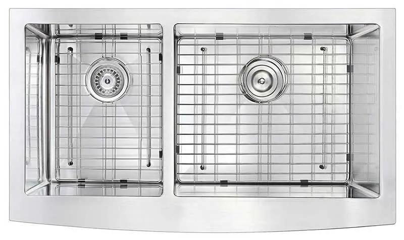 Anzzi ELYSIAN Series 33 in. Farm House 40/60 Dual Basin Handmade Stainless Steel Kitchen Sink