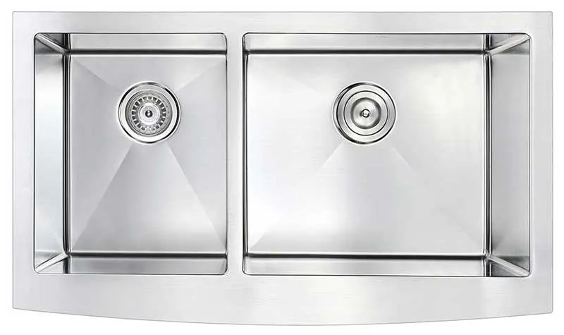 Anzzi ELYSIAN Series 33 in. Farm House 40/60 Dual Basin Handmade Stainless Steel Kitchen Sink