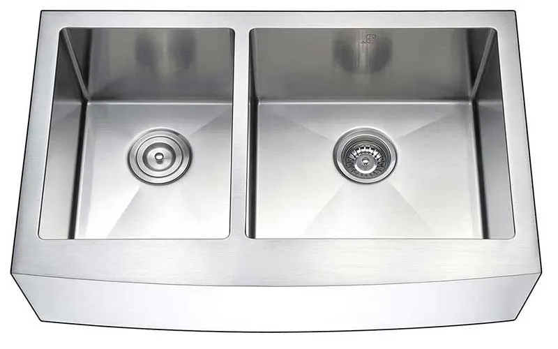 Anzzi ELYSIAN Series 33 in. Farm House 40/60 Dual Basin Handmade Stainless Steel Kitchen Sink