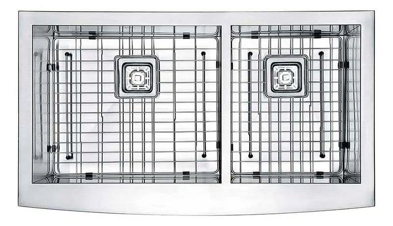 Anzzi ELYSIAN Series 36 in. Farm House 60/40 Dual Basin Handmade Stainless Steel Kitchen Sink