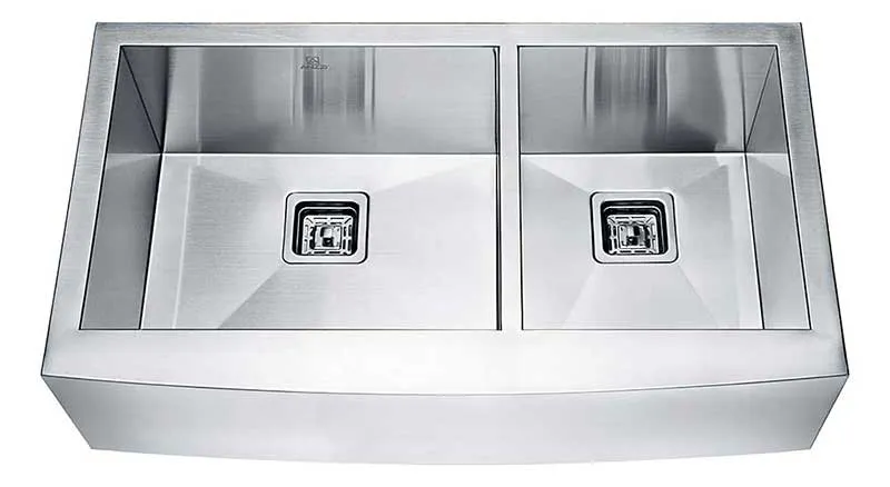 Anzzi ELYSIAN Series 36 in. Farm House 60/40 Dual Basin Handmade Stainless Steel Kitchen Sink