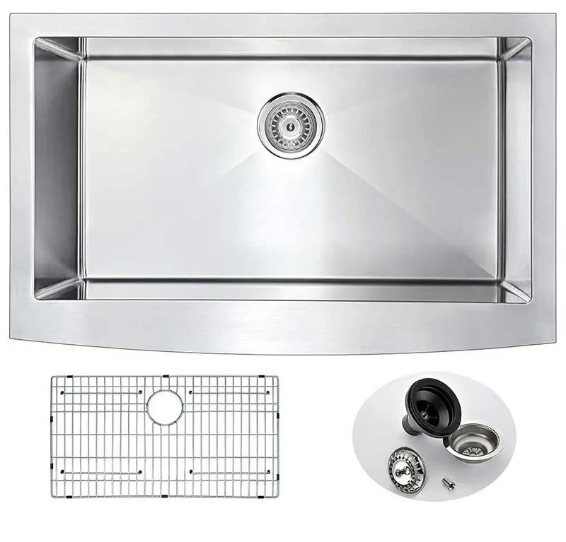 Anzzi ELYSIAN Series 36 in. Farm House Single Basin Handmade Stainless Steel Kitchen Sink