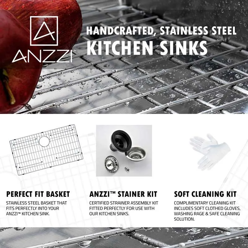 Anzzi ELYSIAN Series 36 in. Farm House Single Basin Handmade Stainless Steel Kitchen Sink