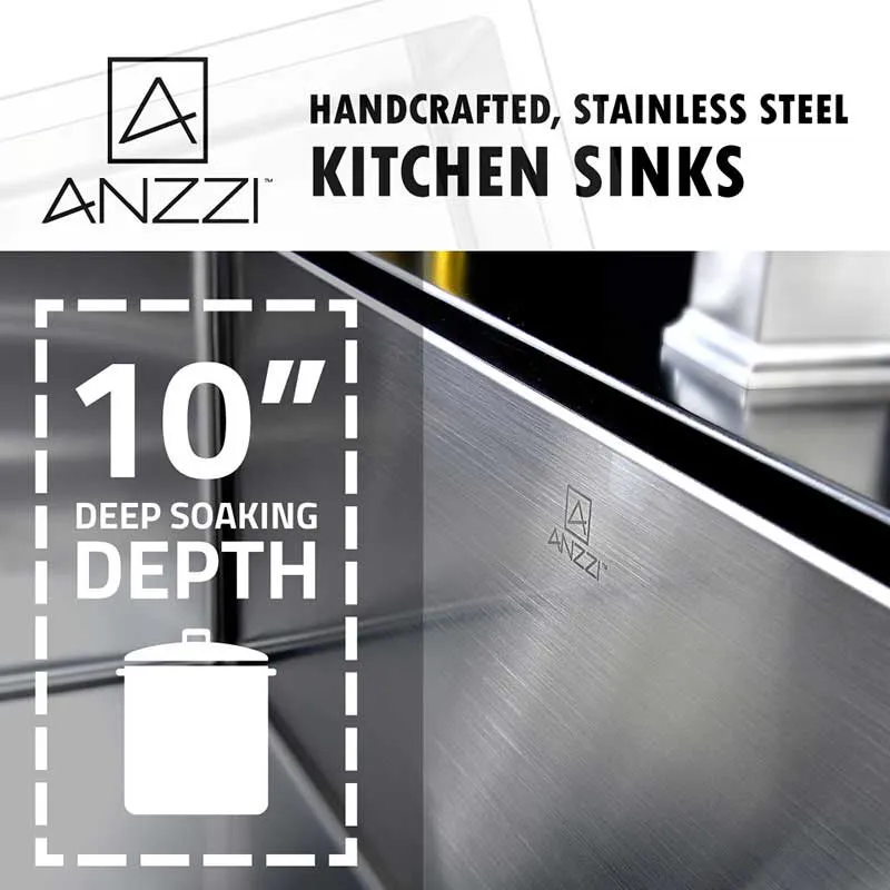 Anzzi ELYSIAN Series 36 in. Farm House Single Basin Handmade Stainless Steel Kitchen Sink
