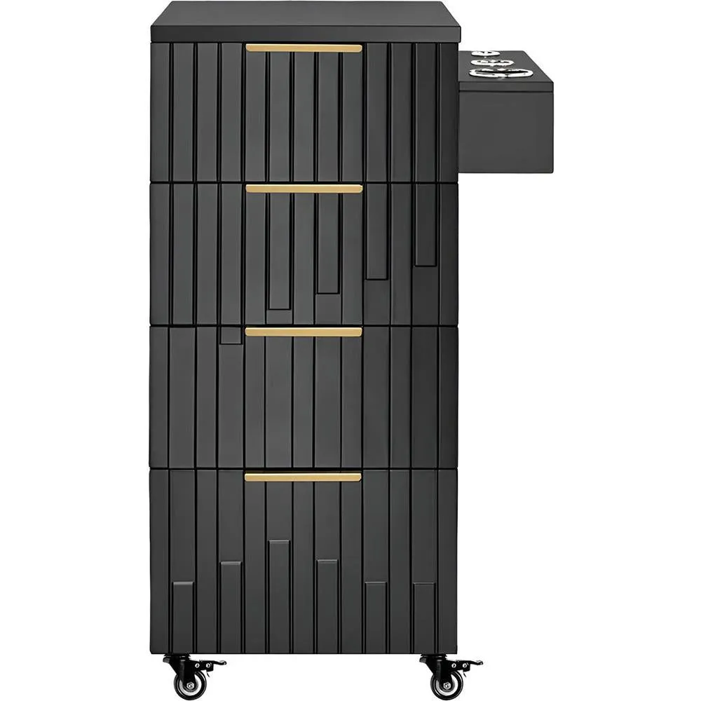 Belle Salon Trolley / 4 Storage Drawers Plus Tool Holder on Wheels for Salon Versatility / White by Deco Salon Furniture
