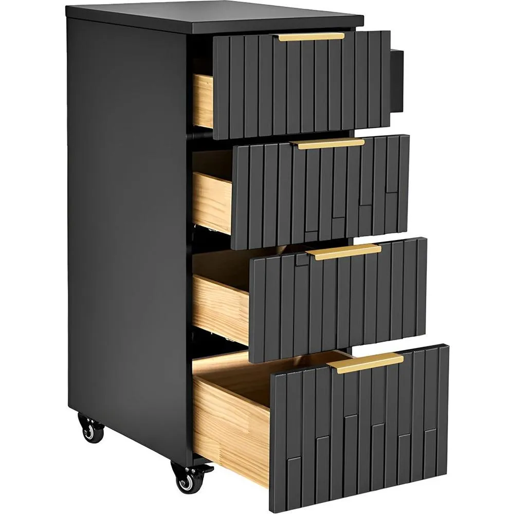 Belle Salon Trolley / 4 Storage Drawers Plus Tool Holder on Wheels for Salon Versatility / White by Deco Salon Furniture