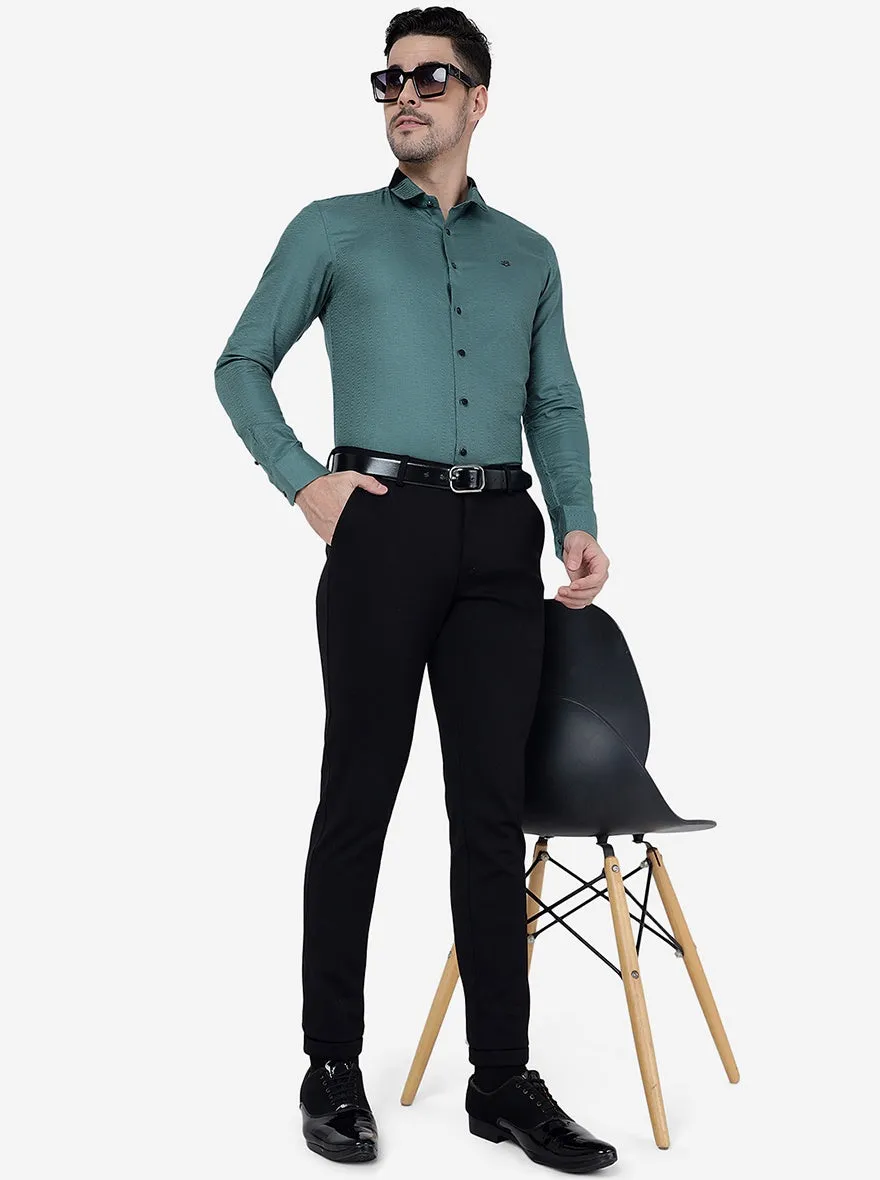 Black Solid Slim Fit Club Wear Trouser | JB Studio