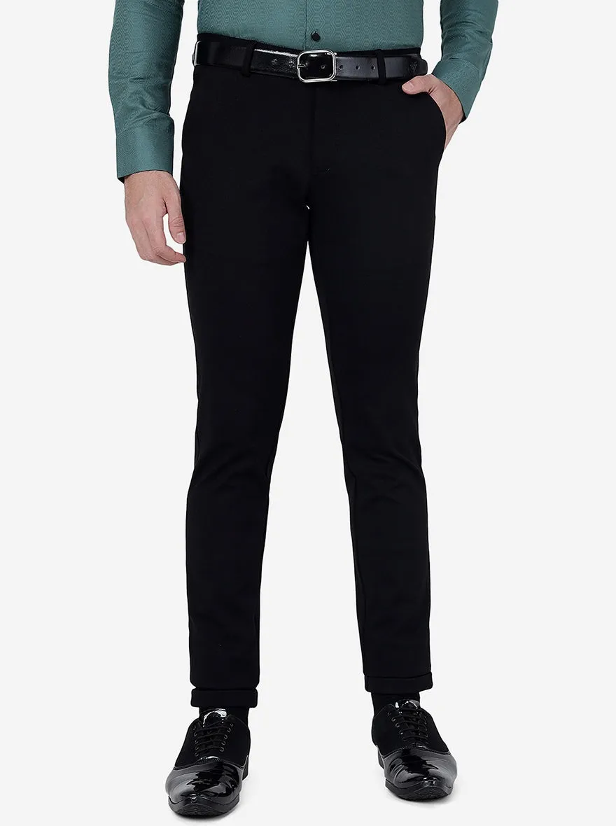 Black Solid Slim Fit Club Wear Trouser | JB Studio