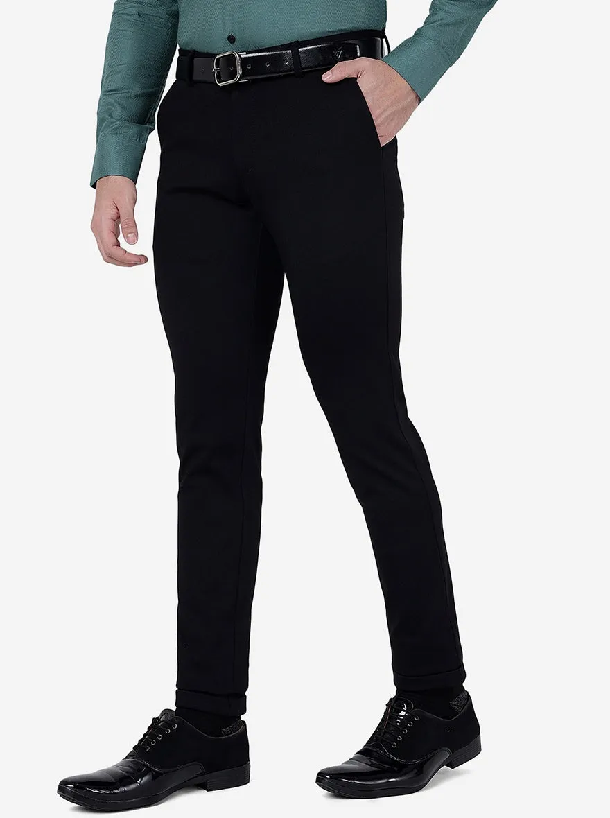 Black Solid Slim Fit Club Wear Trouser | JB Studio