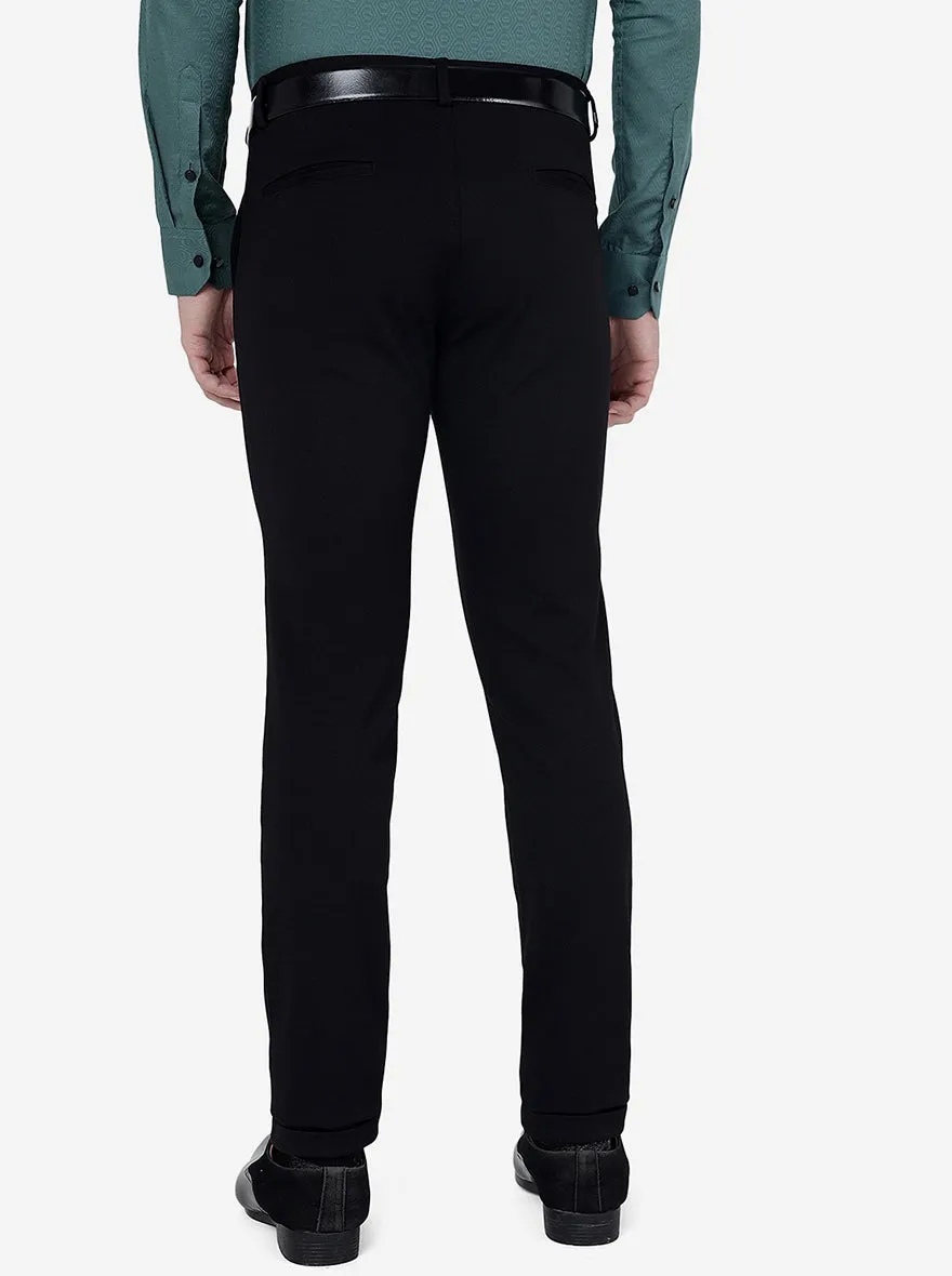 Black Solid Slim Fit Club Wear Trouser | JB Studio