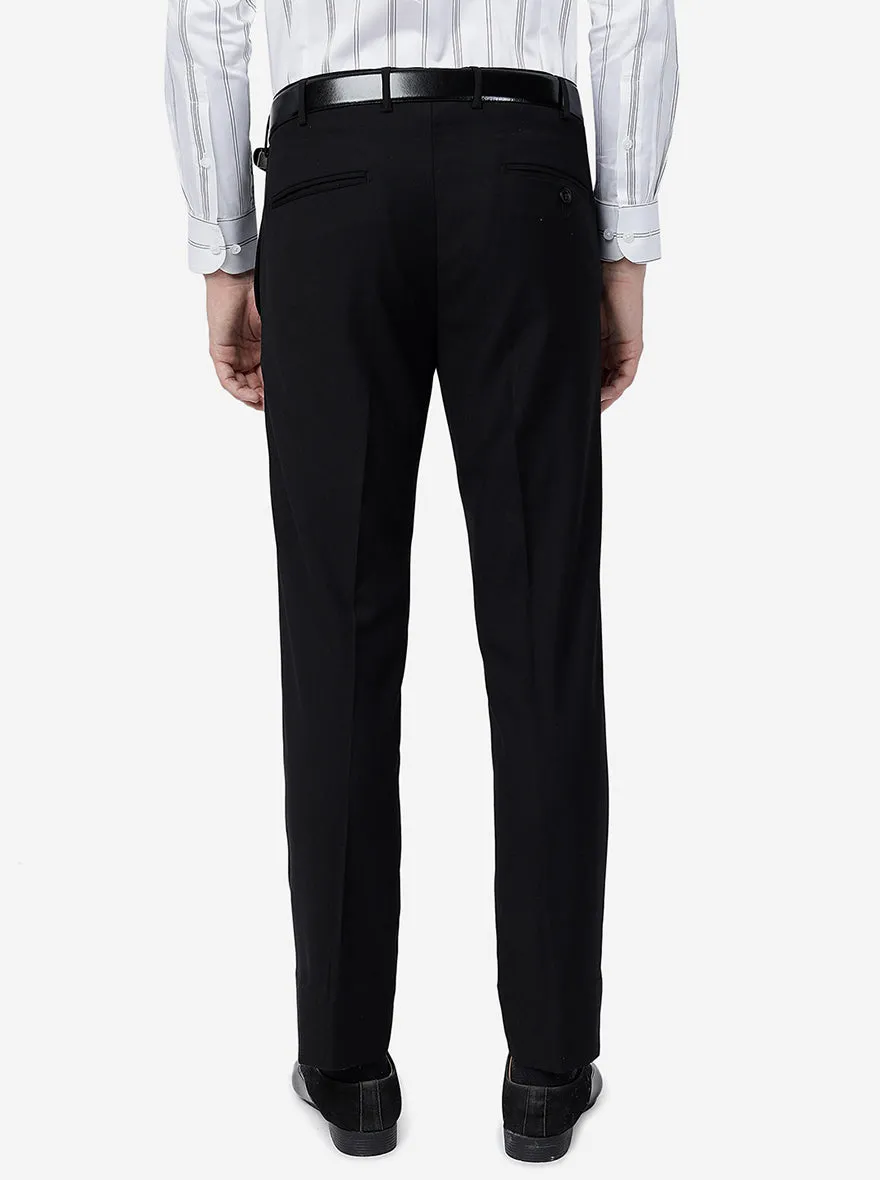 Black Solid Slim Fit Formal Trouser | Metal