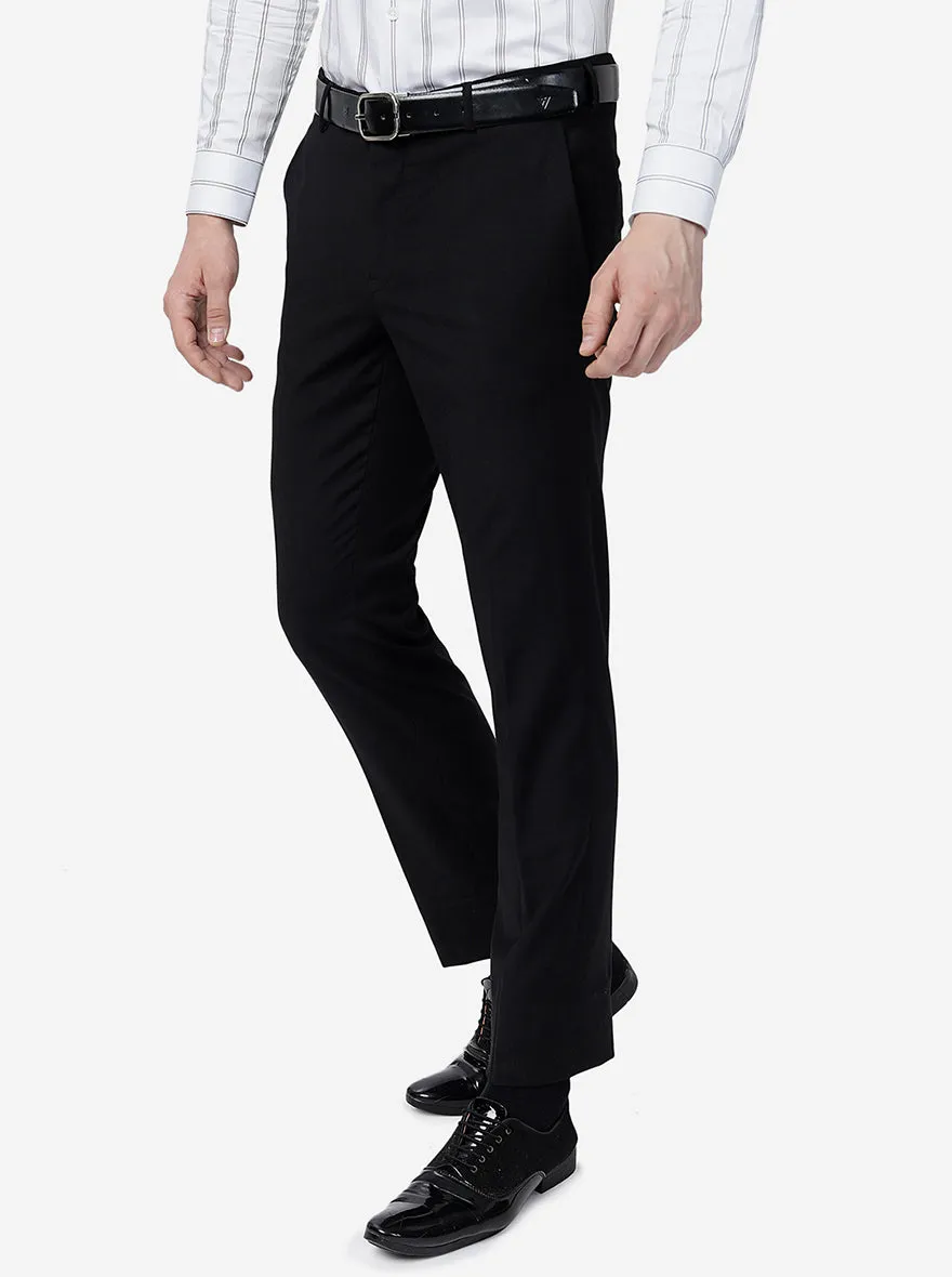 Black Solid Slim Fit Formal Trouser | Metal