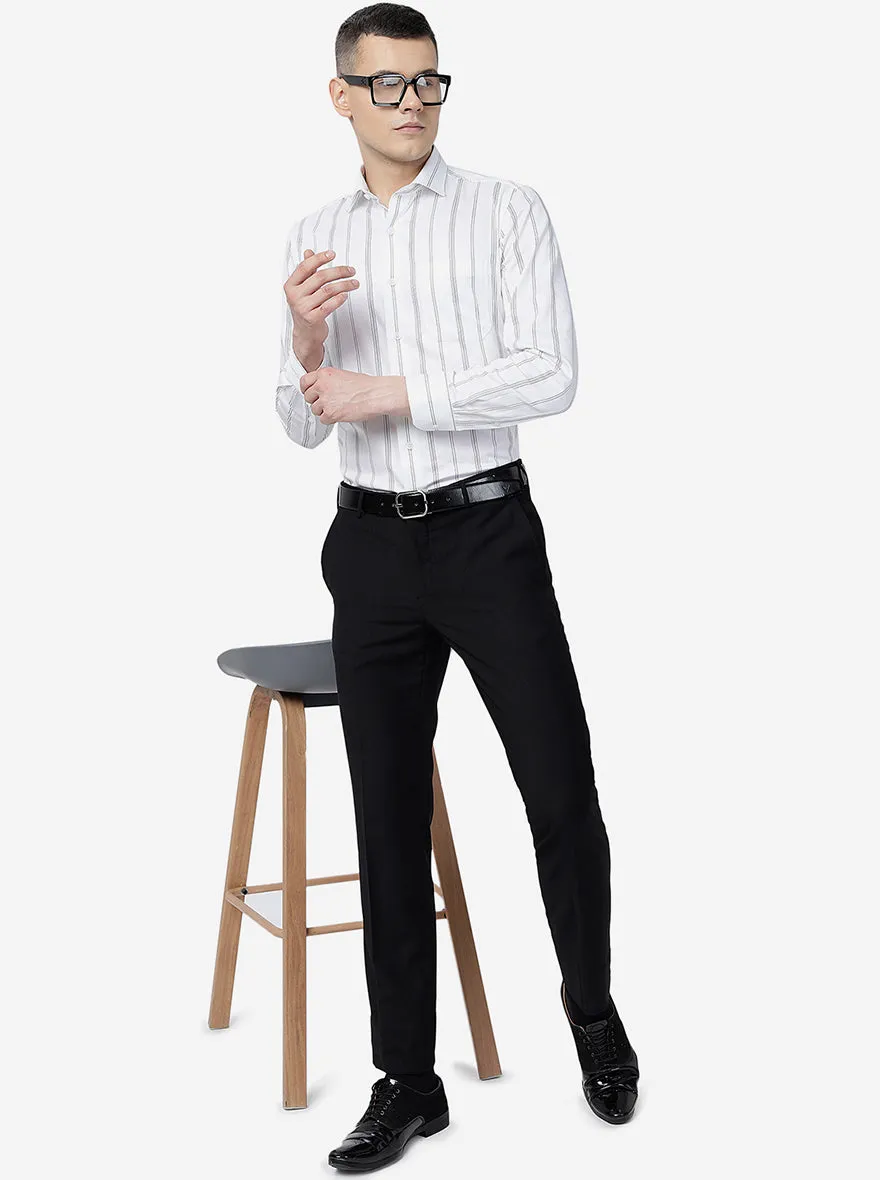 Black Solid Slim Fit Formal Trouser | Metal