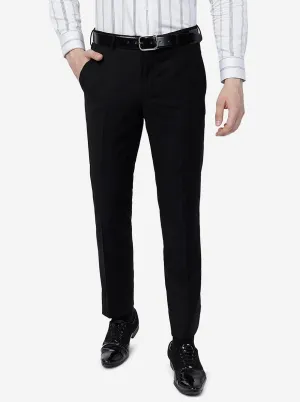 Black Solid Slim Fit Formal Trouser | Metal