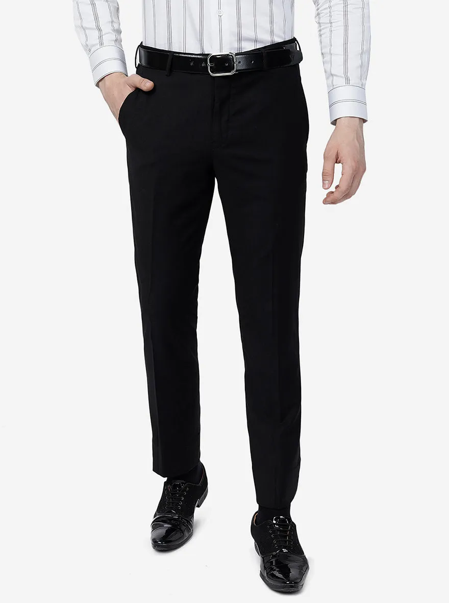 Black Solid Slim Fit Formal Trouser | Metal