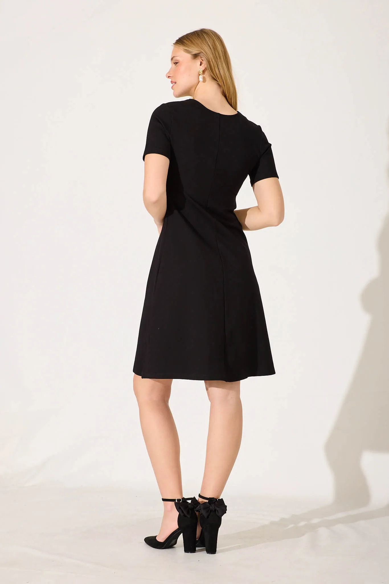 Black V Neck Stretch Dress for Workflow
