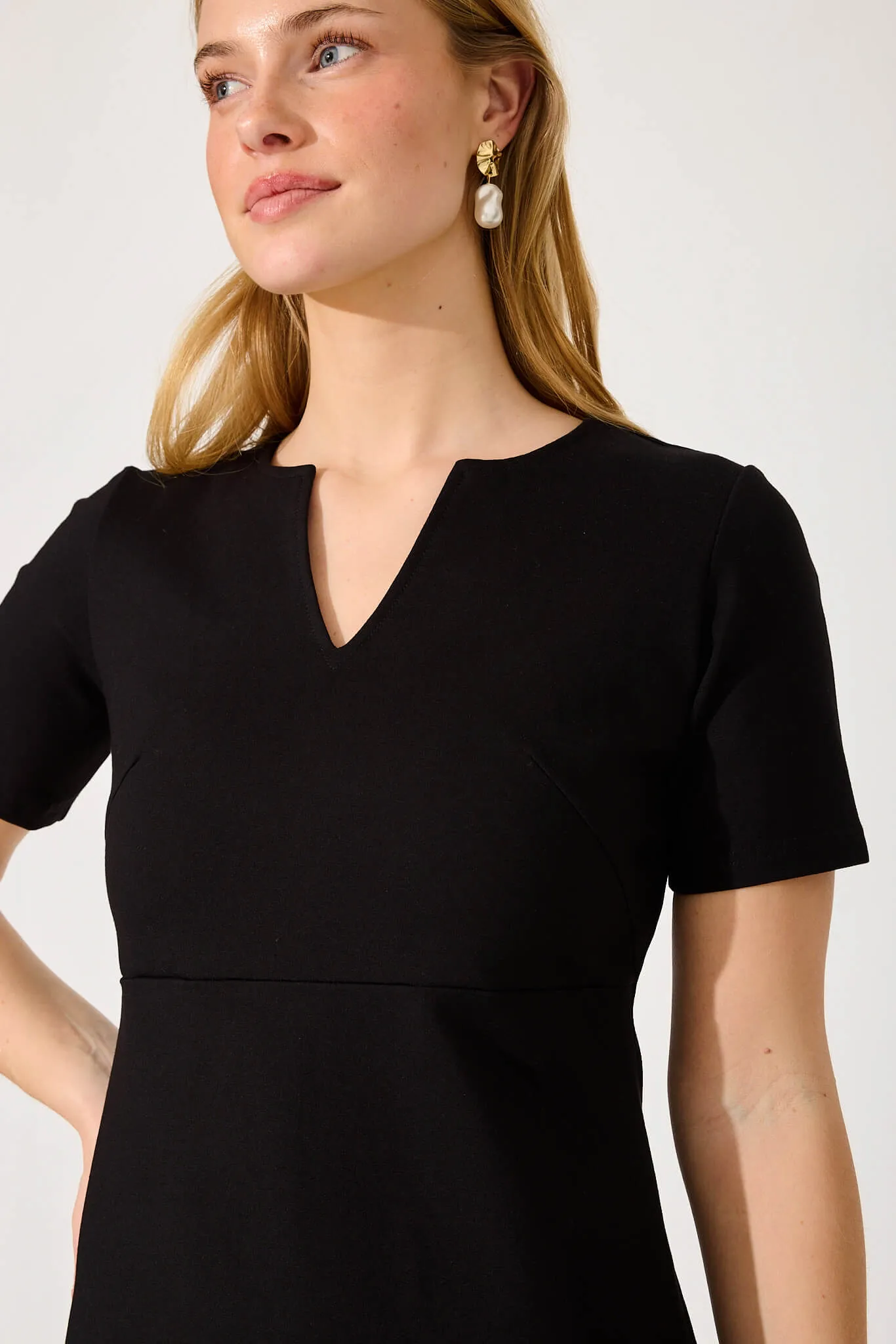 Black V Neck Stretch Dress for Workflow
