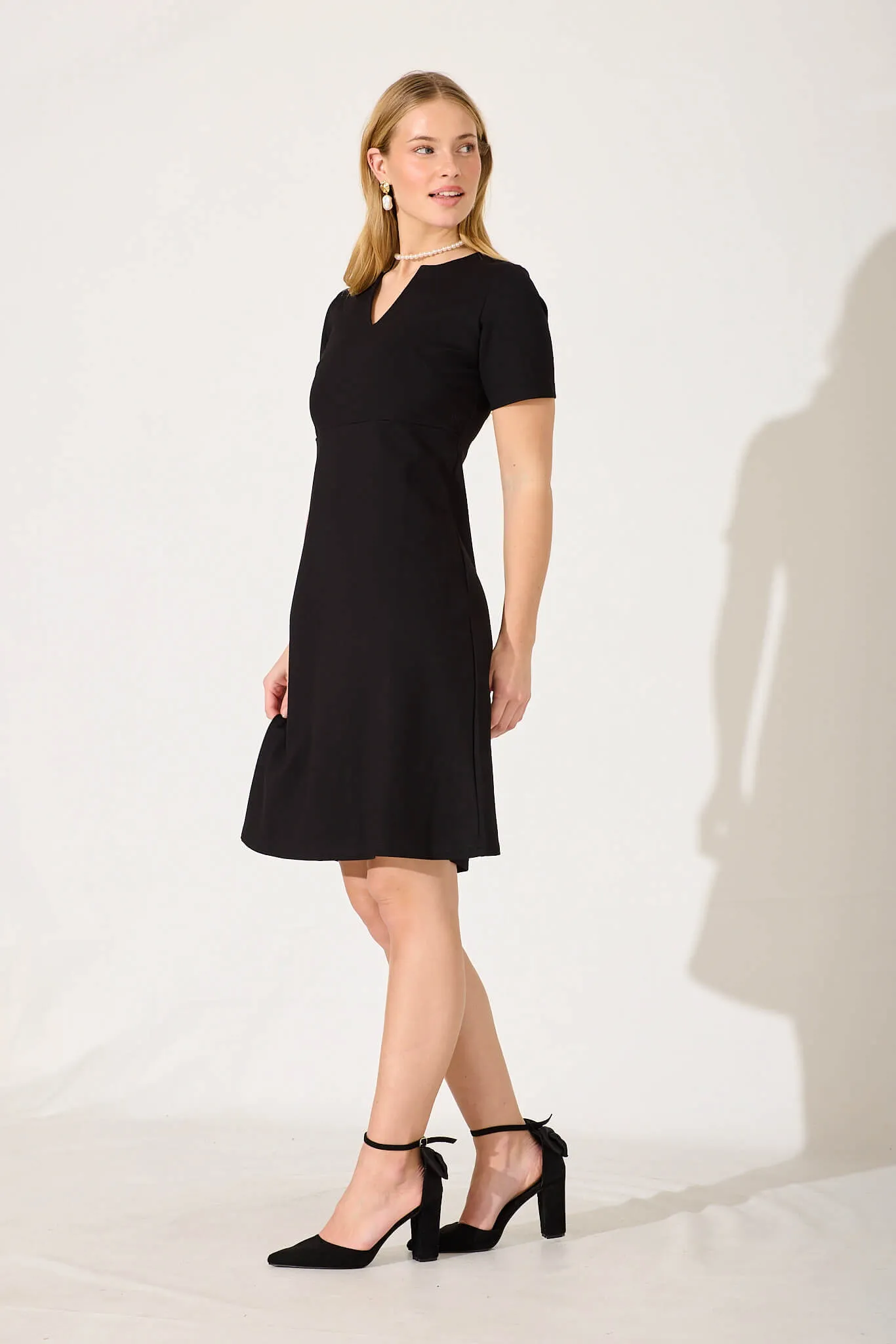 Black V Neck Stretch Dress for Workflow
