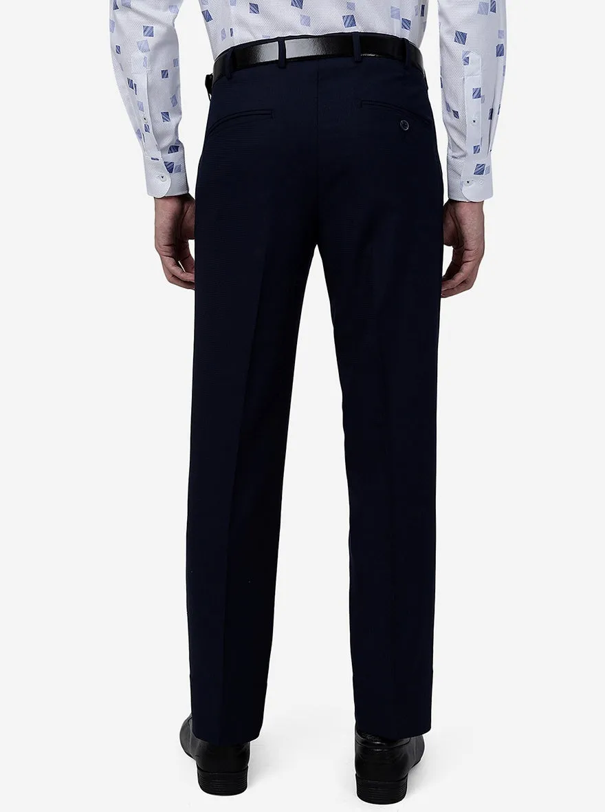 Blue Solid Slim Fit Formal Trouser | Greenfibre