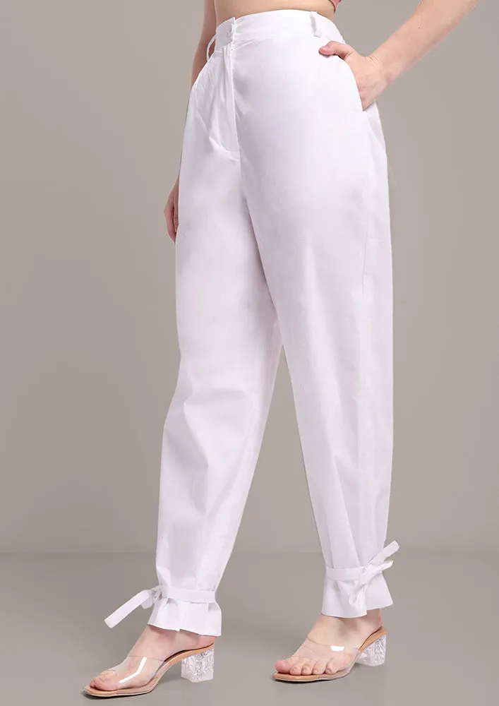 Blue StripeHigh-Low Embellished Shirt With Tie-Up Pants