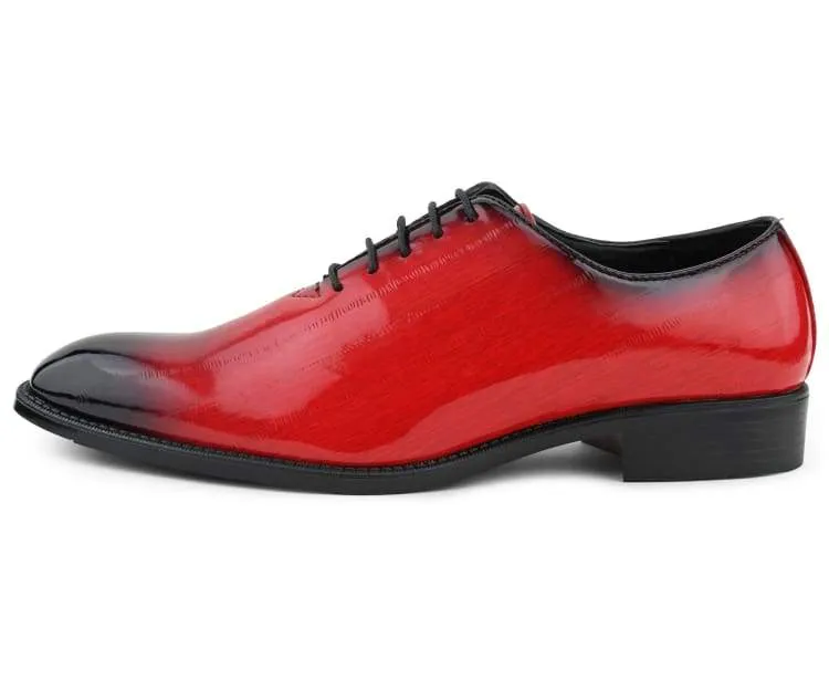 Brayden Red Exotic Eel Skin Oxfords For Men