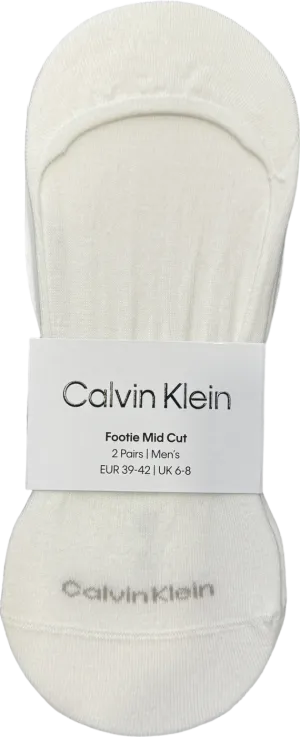 Calvin Klein White Logo Invisible Mid Cut Trainer Liners UK S/M  EU 39/42