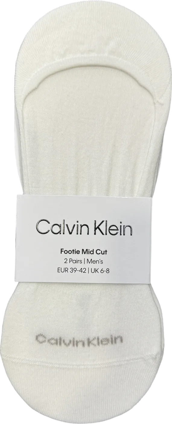 Calvin Klein White Logo Invisible Mid Cut Trainer Liners UK S/M  EU 39/42