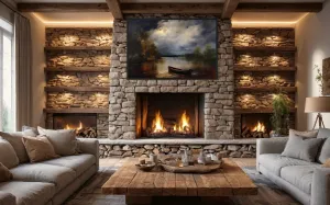 Canoe In The Lake At Night Vintage Moody Dark Academia Cabin Wall Decor