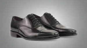 Cap Toe Oxford in Black Box Calf