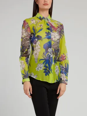 Chartreuse Flora and Fauna Shirt