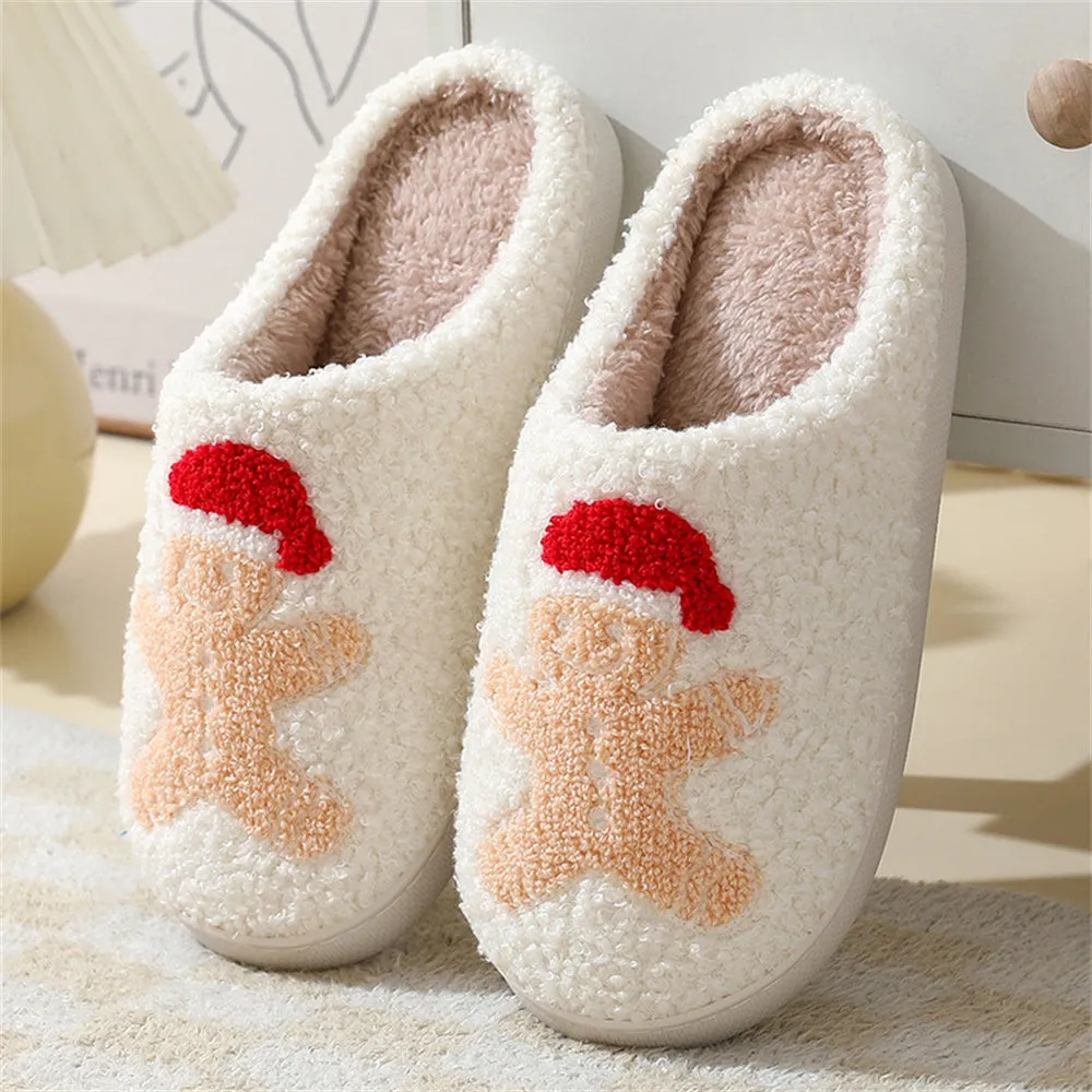Christmas Gingerbread Man Slippers Santa Claus Shoes Home Cotton Slippers