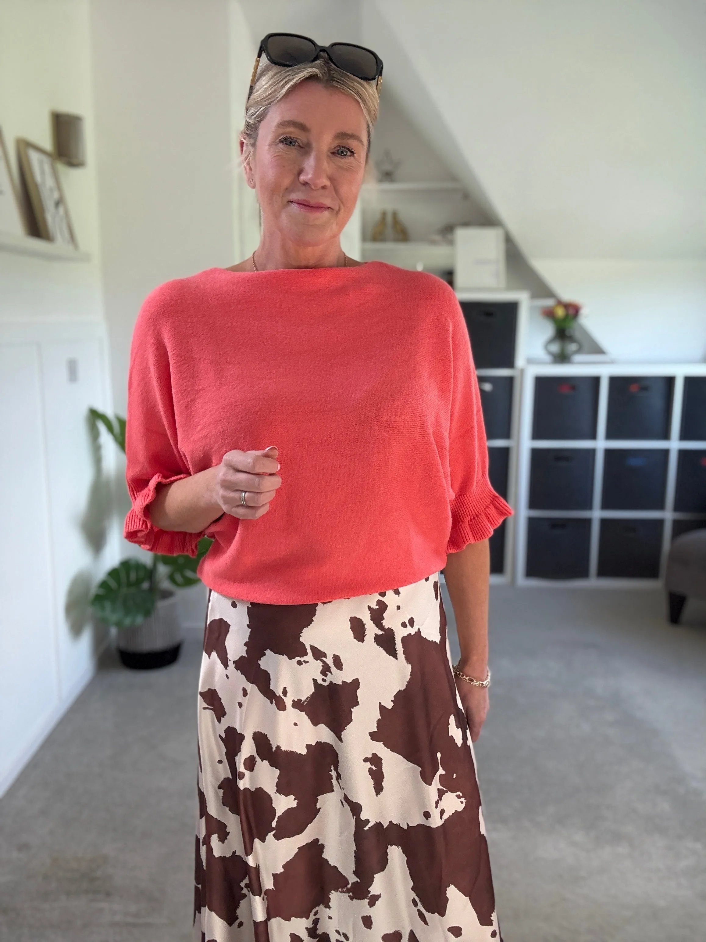 Cow Print Floaty Satin Slip Skirt